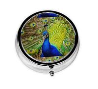 Pastillero hermoso pavo real personalizado viaje pastillero redondo pastillero decorativo Metal medicina vitamina organizador caja
