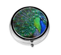 Pastillero hermoso pavo real personalizado viaje pastillero redondo pastillero decorativo Metal medicina vitamina organizador caja