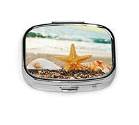 Pastillero hermoso Shell Sea Beach pastillero para bolsillo o monedero lindo pequeño contenedor de pastillas organizador de pastillas de viaje