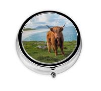 Pastillero Highland Cow By The SeaMeta con 3 compartimentos, organizador portátil