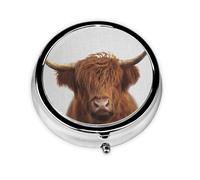 Pastillero Highland Cow ColorfulMeta con 3 compartimentos, organizador portátil