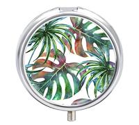 Pastillero Hojas De Palmeras Tropicales Pastillero Portátil De 2 Compartimentos Organizador De Pastillas De Viaje