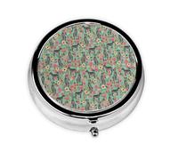 Pastillero, Irish Wolfhound Floral Dog Breed Mint Round Pill Case Organizador de medicinas Pastillero de viaje Organizador de pastillas de viaje