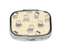 Pastillero japonés Shiba Inu, 2 compartimentos, organizador portátil