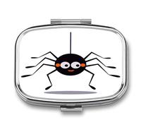 Pastillero Linda Araña Negra Caja De Almacenamiento A De Humedad Cuadrada Portátil Del Dispensador Del Metal De 2 Compartimentos Con El Regalo Único Del Espejo