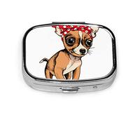 Pastillero lindo cachorro perro Chihuahua dibujos animados pastillero para bolsillo o monedero lindo pequeño pastillero contenedor viaje pastillero organizador