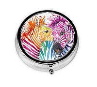 Pastillero, lindo cebra, animales salvajes, estampado, pastillero redondo, organizador de medicina, pastillero de viaje, organizador de pastillas de viaje