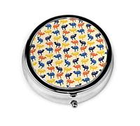 Pastillero Lindo colorido dibujo animado Camels Pastillero para monedero Lindo pequeño organizador de pastillas redondo de viaje