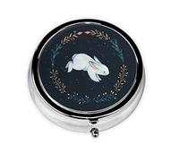 Pastillero lindo conejo blanco personalizado viaje pastillero redondo pastillero decorativo Metal medicina vitamina caja organizadora