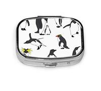 Pastillero lindo pingüino familia invierno animal pastillero para bolsillo o monedero lindo pequeño pastillero contenedor viaje pastillero organizador