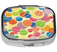 Pastillero, líneas y puntos de colores impresos, pastillero cuadrado para bolsillo o monedero, pastillero pequeño, organizador de pastillas de viaje