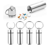 Pastillero Llavero Pequeño,Pastillero Pequeño,Pastillero Llavero,Pastillero De Bolsillo De Aluminio Mini Impermeable,Pastillero de Bolsillo Metalico Pastillero Diario de Viaje para Tabletas,4 PCS