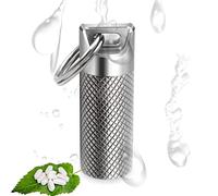 Pastillero Llavero Titanio, Mini Organizador Pastillero a Prueba de Agua, Portatil Viaje Secreto Contenedor de Píldoras, Hermético Bolsillo Accesorio EDC, Sin BPA