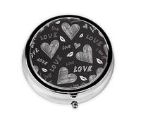 Pastillero LoveMeta con 3 compartimentos y palabras de corazones escritas a mano, organizador portátil