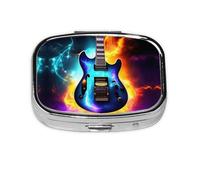 Pastillero mágico con estampado de guitarra eléctrica, 2 compartimentos grandes a prueba de humedad, organizador portátil para viajes