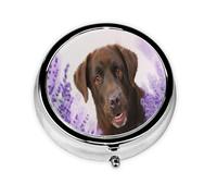 Pastillero, marrón Labrador Lavanda Perros Retriever Pastillero Redondo Organizador de Medicina Pastillero de Viaje Organizador de Pastillas de Viaje
