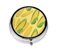 Pastillero, mazorcas de maíz maduras frescas, pastillero redondo, organizador de medicina, pastillero de viaje, organizador de pastillas de viaje