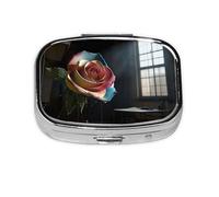 Pastillero mecánico gigante para viajes, organizador cuadrado portátil con compartimentos para medicamentos, vitaminas y suplementos, diseño de metal duradero.