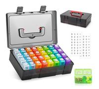 Pastillero mensual 2 x diarios, 32 compartimentos AM/PM - Pastillero de viaje grande para 30 días, caja de medicamentos para vitaminas y tabletas, práctica caja portátil para medicamentos