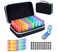 Pastillero mensual, 3 veces al día, pastillero de 31 días con funda rígida, viaje con 32 compartimentos diarios, contenedor de un mes con cortador