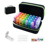 Pastillero mensual, 3 veces al día, pastillero de 31 días con funda rígida, viaje con 32 compartimentos diarios, contenedor de un mes con cortador