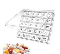 Pastillero mensual - de medicamentos de 21 x 18 x 3 cm, organizador de almacenamiento de polipropileno, construcción resistente al desgaste con secciones transparentes | Práctica herramienta de