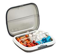 Pastillero mensual, dispensador avanzado de píldoras de seguridad, caja de almacenamiento sin costuras de 4 compartimentos, caja de almacenamiento de medicamentos sencilla con 4 compartimentos para