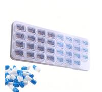 Pastillero mensual | Estuche portátil para suplementos - Recipiente pequeño para medicamentos | para personas mayores, viajeros, cuidadores, rutina diaria, viajes, hogar, oficina, gimnasio, camping
