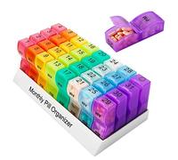 Pastillero Mensual, Viaje Con 32 Compartimentos, Pastillero Diario Mañana/Noche 32 Compartimentos Para Cada Día, Caja Medicamentos Desmontable Y Portátil