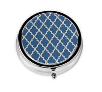 Pastillero Meta azul marroquí y beige con 3 compartimentos, organizador portátil