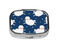 Pastillero Meta con 2 compartimentos, organizador portátil de ovejas en un cielo estrellado