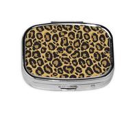Pastillero Meta con 2 compartimentos, organizador portátil y negro y amarillo leopardo