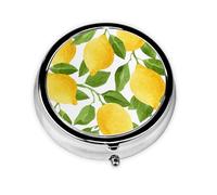 Pastillero Meta con 3 compartimentos, diseño de limones de acuarela amarillo brillante, organizador portátil