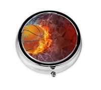 Pastillero Meta con 3 compartimentos, diseño de llamas de baloncesto y gotas de agua, organizador portátil