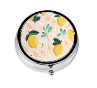 Pastillero Meta con 3 compartimentos, organizador portátil, diseño de limones amarillos frescos y frutas de verano