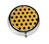 Pastillero Meta con estampado de lunares negros sobre amarillo, estuche para medicamentos de 3 compartimentos, organizador portátil