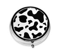 Pastillero Meta de piel de vaca en blanco y negro con 3 compartimentos, organizador portátil