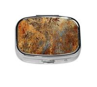 Pastillero metálico colorido óxido marrón con 2 compartimentos, organizador portátil