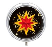 Pastillero Metálico Estrella Dorada Pastillero 3 Rejillas Con Espejo Distribuidor Redondo Portátil A De Humedad Caja De Almacenamiento Regalo Único