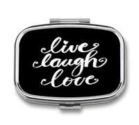 Pastillero Metálico Vive, Ríe, Ama Pastillero Con 2 Compartimentos Con Espejo, Dispensador Cuadrado Portátil A De Humedad, Caja De Almacenamiento