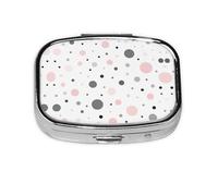 Pastillero moderno con estampado de lunares, color rosa, gris y blanco, 2 compartimentos grandes a prueba de humedad, organizador portátil para viajes