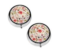 Pastillero moderno con estampado floral de 3 compartimentos, portátil para bolsillo o bolso, organizador de píldoras decorativo de metal, organizador de vitaminas, regalo único