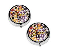 Pastillero moderno de mediados de siglo con formas de gota, pastillero de 3 compartimentos, portátil para bolsillo o bolso, organizador de píldoras decorativo de metal, organizador de vitaminas