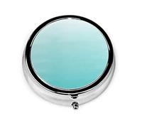 Pastillero moderno verde azulado acuarela degradado Ombre pinceladas pastillero para monedero lindo pequeño organizador de pastillas redondo de viaje
