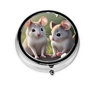 Pastillero Mouse in Loveround con 3 compartimentos, organizador redondo para pastilleros, ^*Pastillero de viaje portátil para viajar.