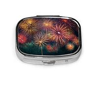 Pastillero Multicolor celebración de fuegos artificiales sobre pastillero de enfoque suave para bolsillo o monedero lindo pequeño contenedor de pastillas organizador de pastillas de viaje