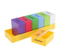 Pastillero multicolor para 7 días, almacenamiento semanal para medicamentos AM PM, dispensador de transporte de viaje, 28 ranuras, perfecto para uso diario, pequeño y portátil, para