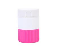 Pastillero multifuncional 4 en 1 con cortador de medicamentos, molinillo, taza, gris y blanco, 6,2 x 2,44 cm, almacenamiento portátil de medicamentos (rosa)