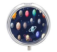 Pastillero Mundo Cósmico 3 Rejillas Con Espejo Caja De Almacenamiento De Distribuidor De Metal Redonda Portátil A De Humedad Regalo Único