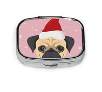 Pastillero Navidad cachorro perro Pug lindo pastillero para bolsillo o monedero lindo pequeño pastillero contenedor viaje pastillero organizador